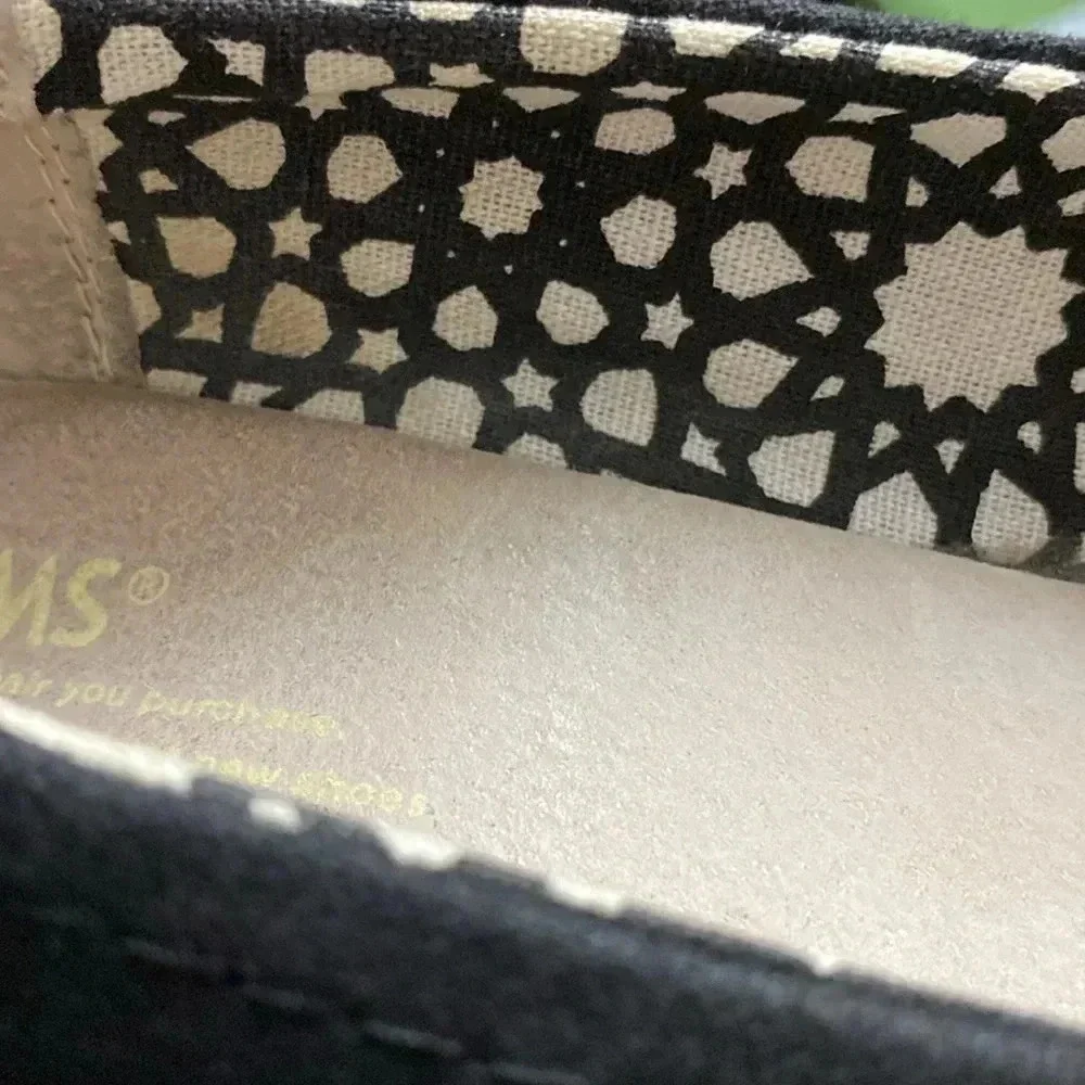 TOMS WO SIZE‎ 9 BLACK OPEN TOE ESPADRILLE WEDGE HEEL SHOES GOOD CLEAN CONDITION
